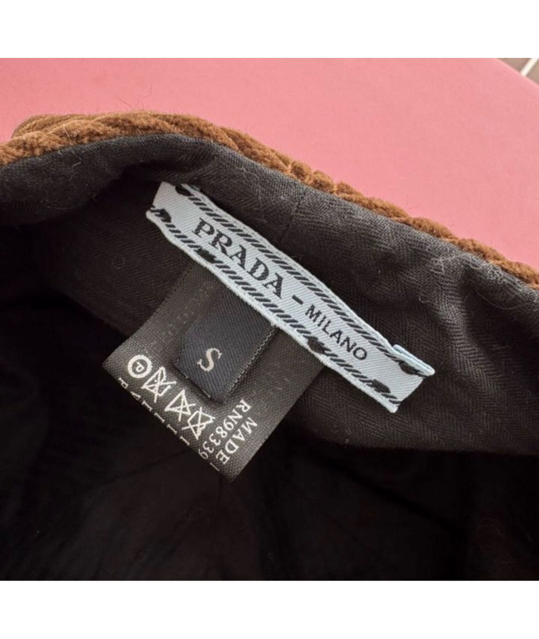 PRADA Коричневая бархатная кепка, фото 8