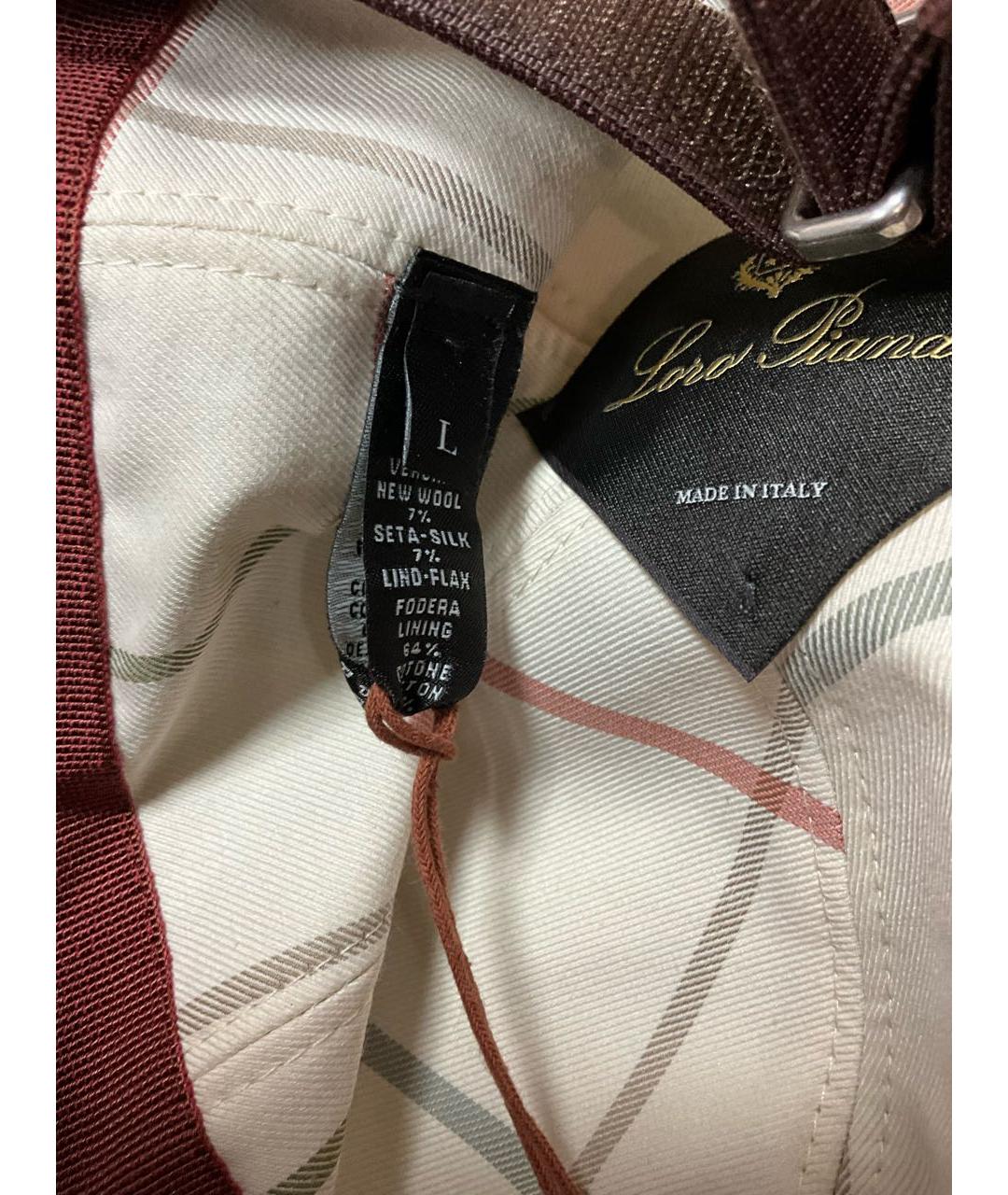 LORO PIANA Бордовая шерстяная кепка/бейсболка, фото 6