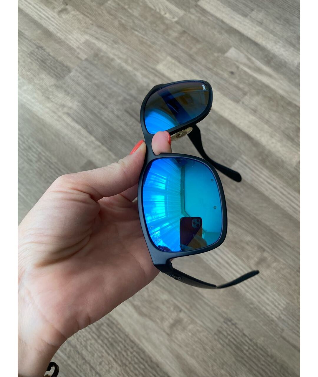 RAY BAN Черные пластиковые солнцезащитные очки, фото 8