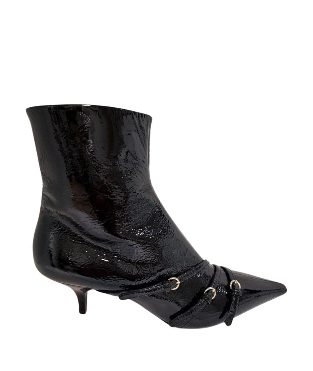 MIU MIU Черные ботильоны из лакированной кожи, фото 1