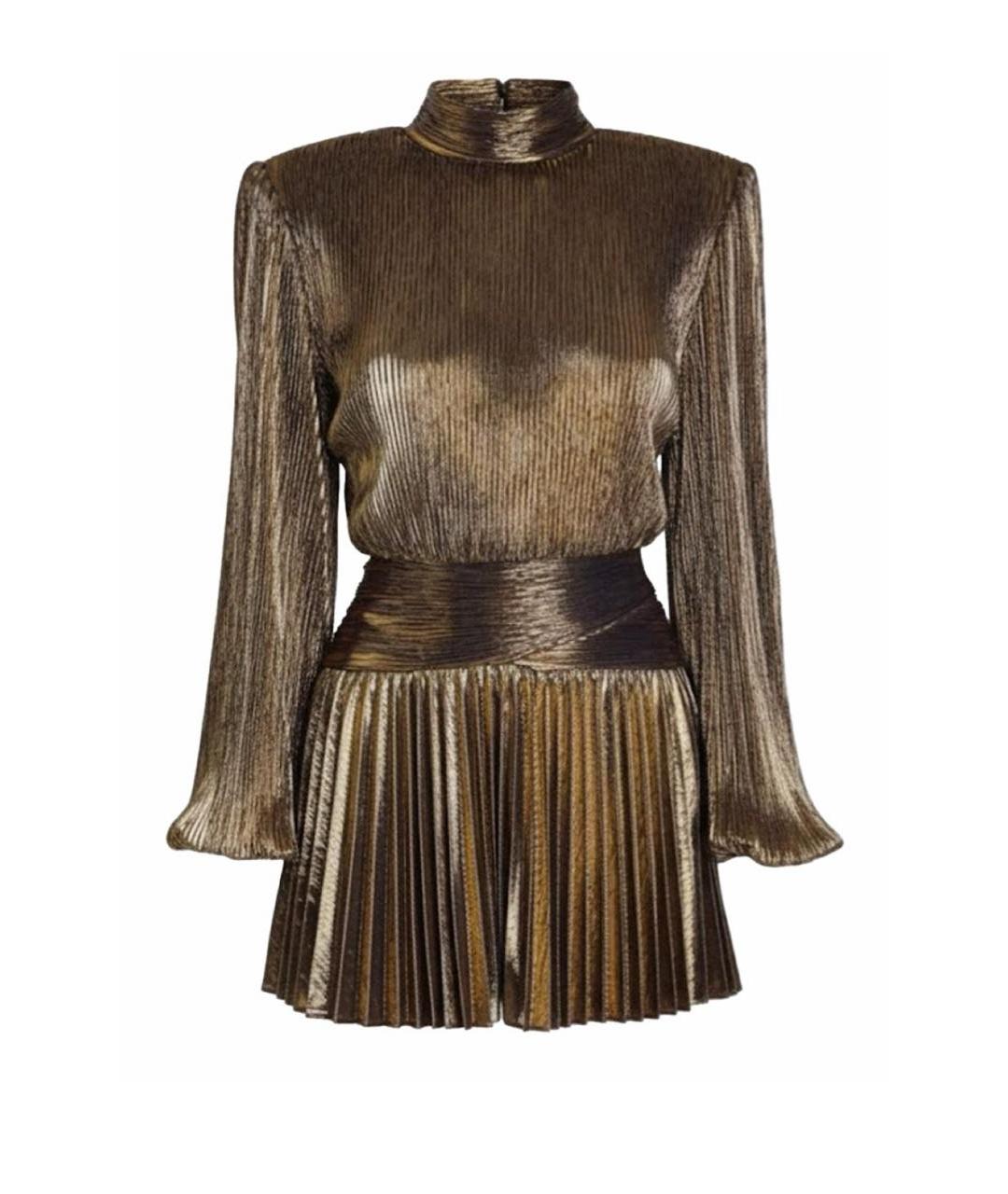 Retrofête Золотое полиэстеровое коктейльное платье, фото 7