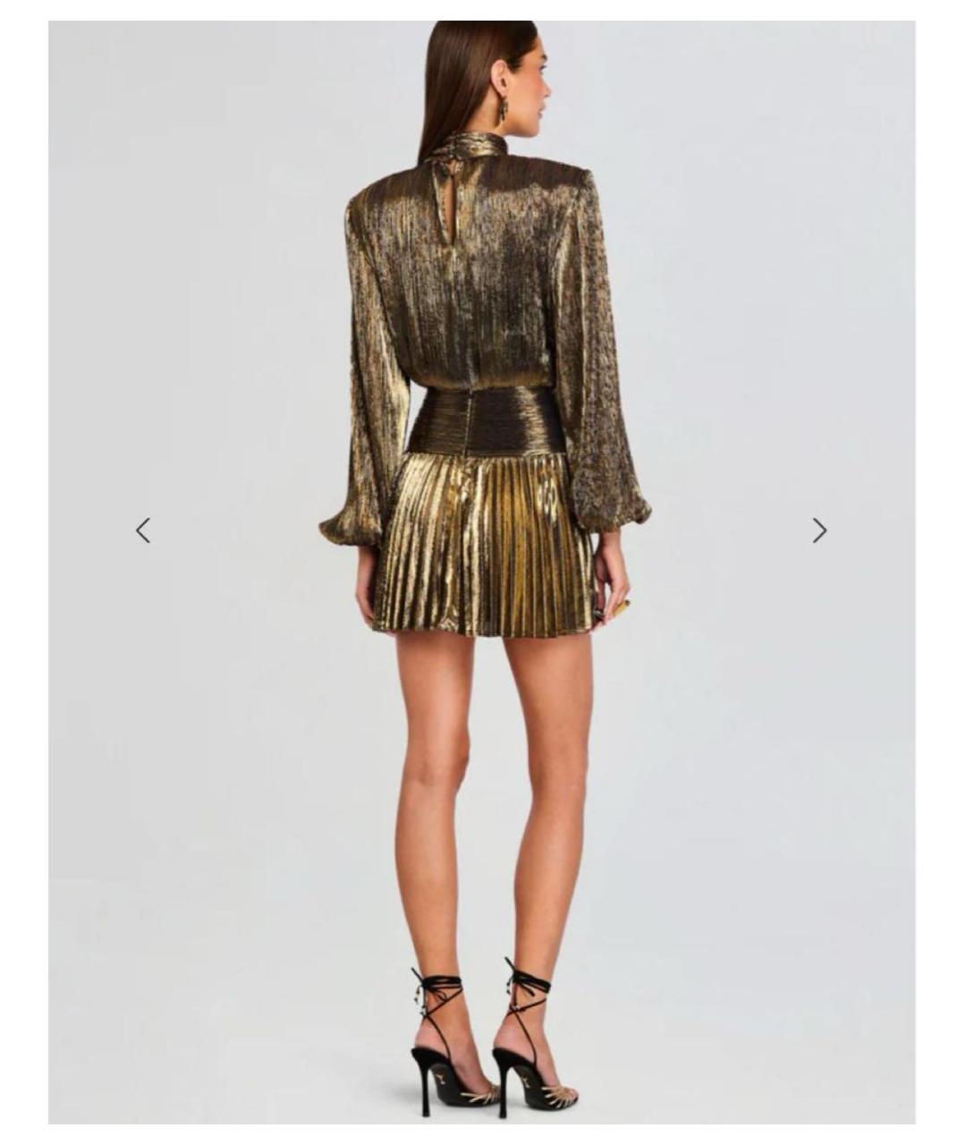 Retrofête Золотое полиэстеровое коктейльное платье, фото 2