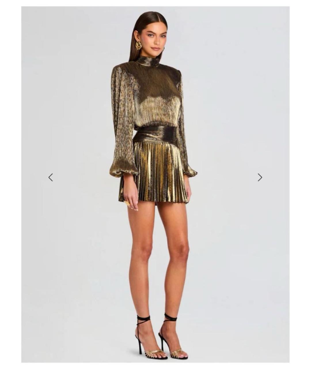 Retrofête Золотое полиэстеровое коктейльное платье, фото 3