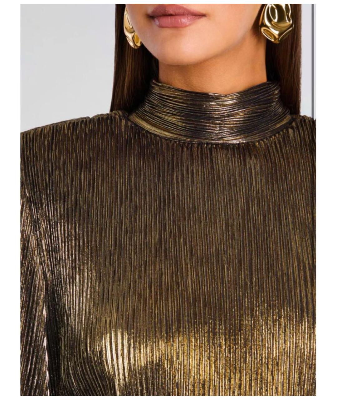 Retrofête Золотое полиэстеровое коктейльное платье, фото 4