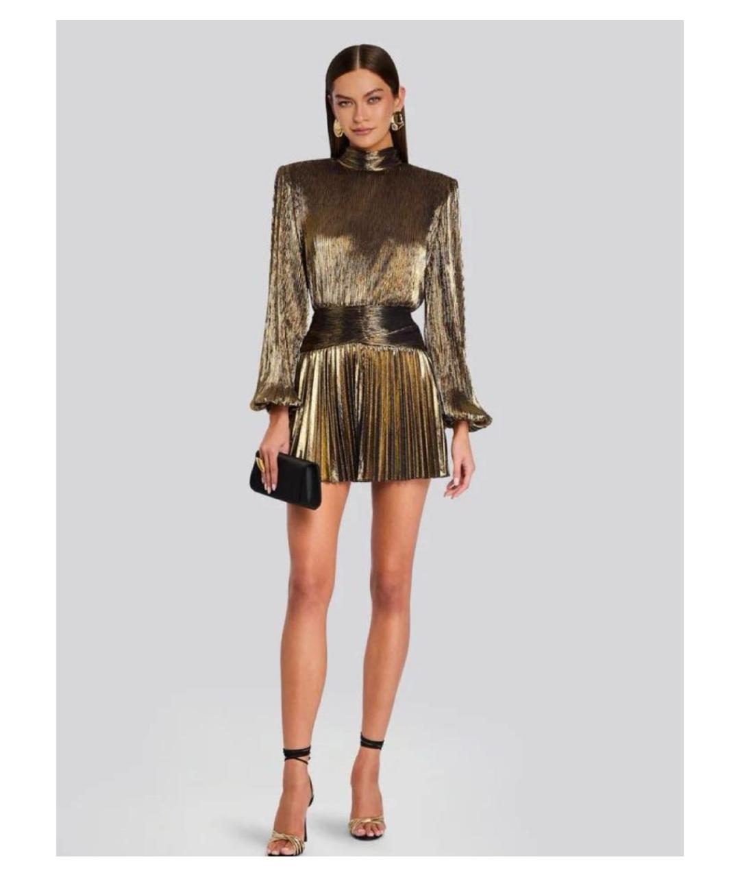 Retrofête Золотое полиэстеровое коктейльное платье, фото 5
