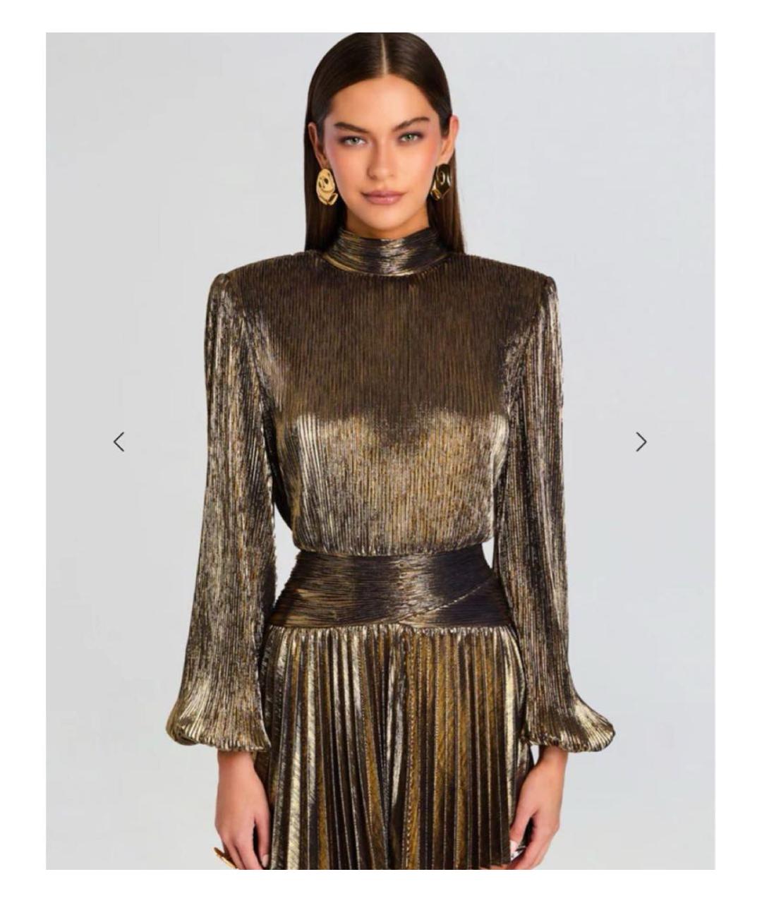 Retrofête Золотое полиэстеровое коктейльное платье, фото 6