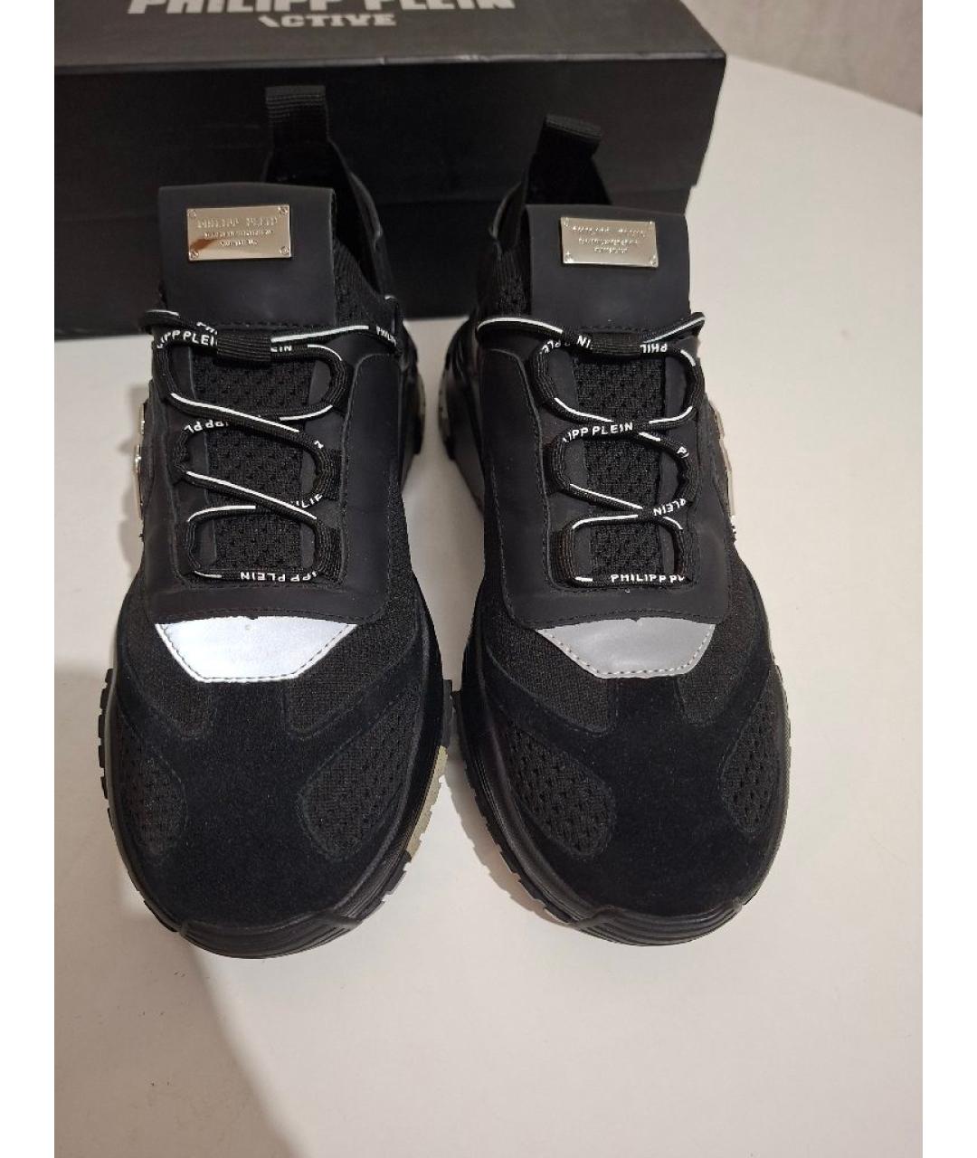 PHILIPP PLEIN Черные текстильные низкие кроссовки / кеды, фото 2