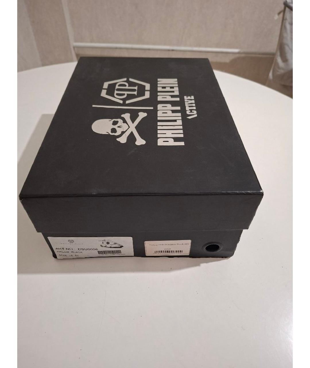 PHILIPP PLEIN Черные текстильные низкие кроссовки / кеды, фото 7