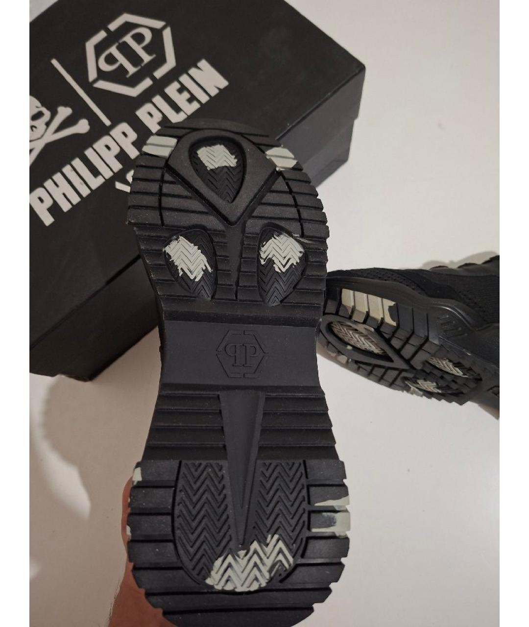 PHILIPP PLEIN Черные текстильные низкие кроссовки / кеды, фото 5