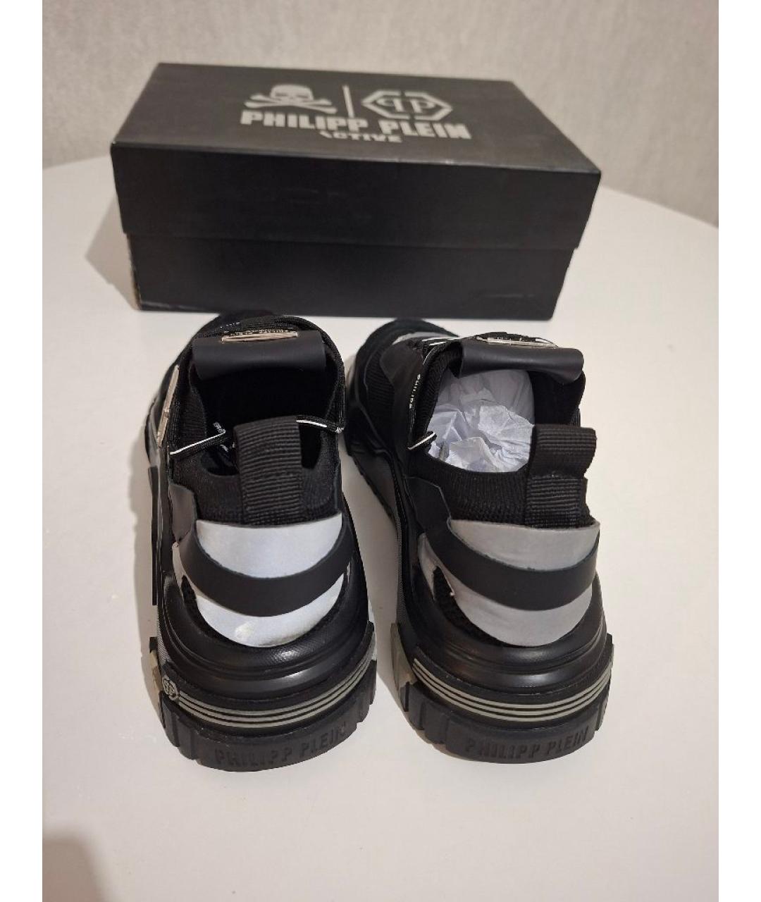 PHILIPP PLEIN Черные текстильные низкие кроссовки / кеды, фото 3