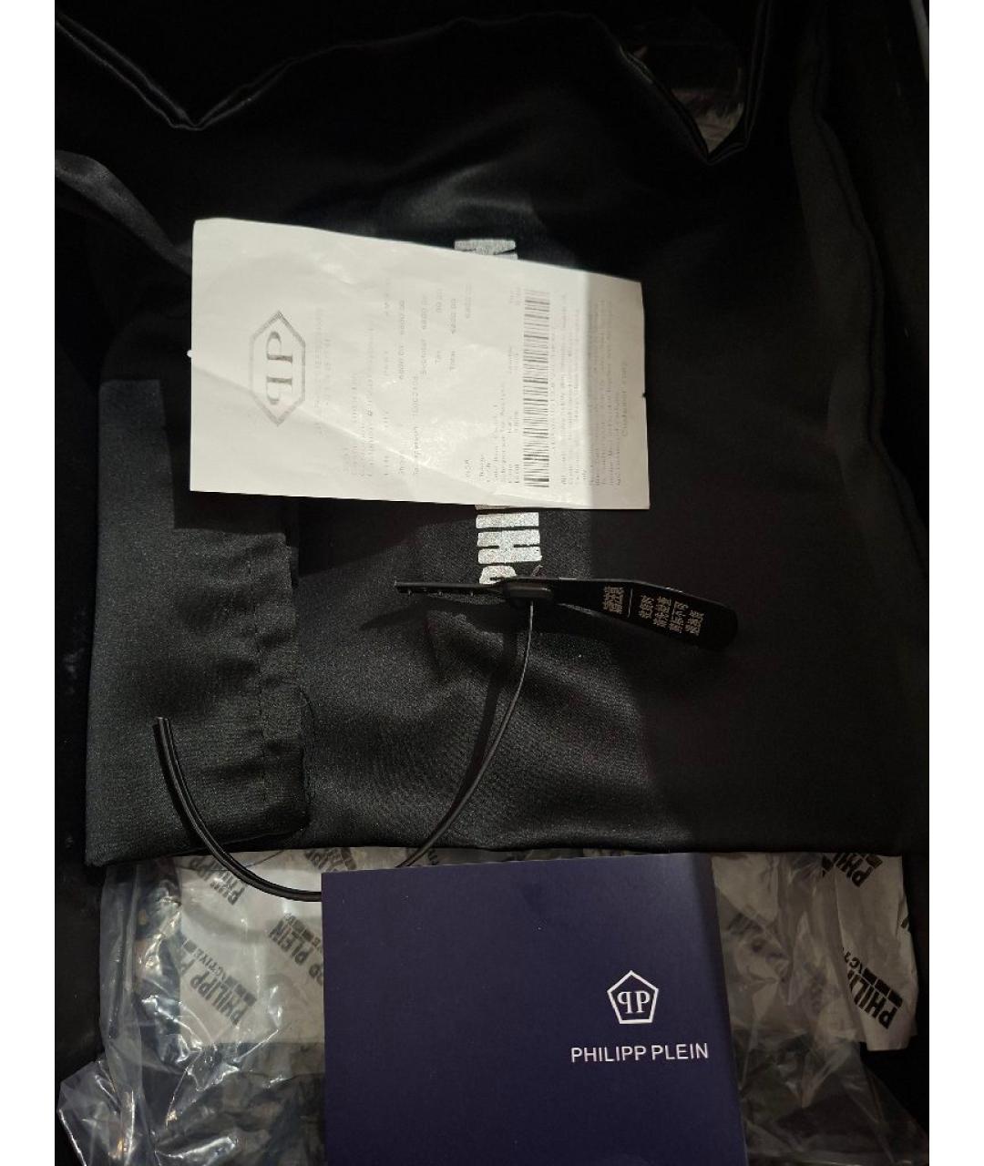 PHILIPP PLEIN Черные текстильные низкие кроссовки / кеды, фото 4