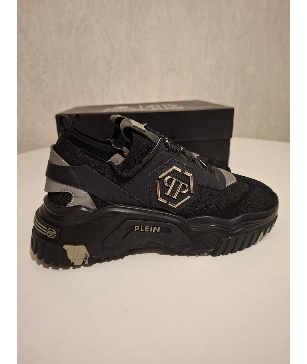 PHILIPP PLEIN Черные текстильные низкие кроссовки / кеды, фото 8