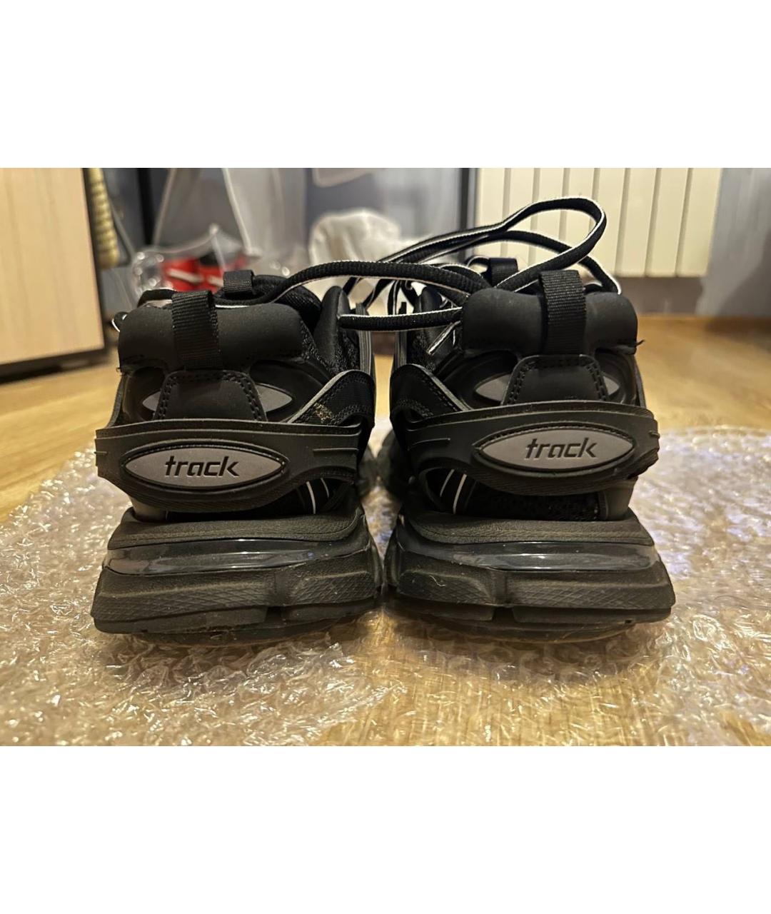 BALENCIAGA Черные кожаные низкие кроссовки / кеды, фото 4