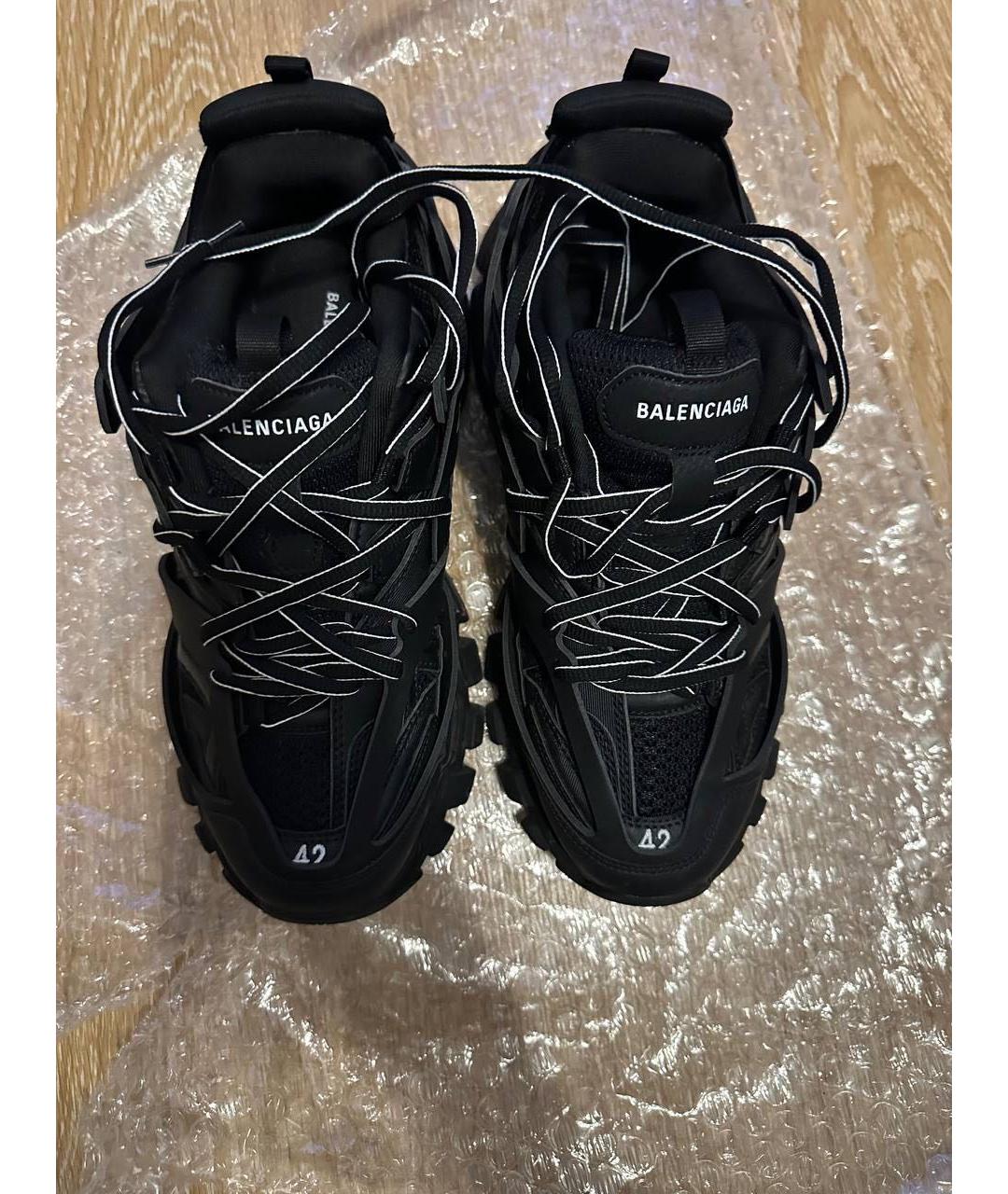 BALENCIAGA Черные кожаные низкие кроссовки / кеды, фото 2