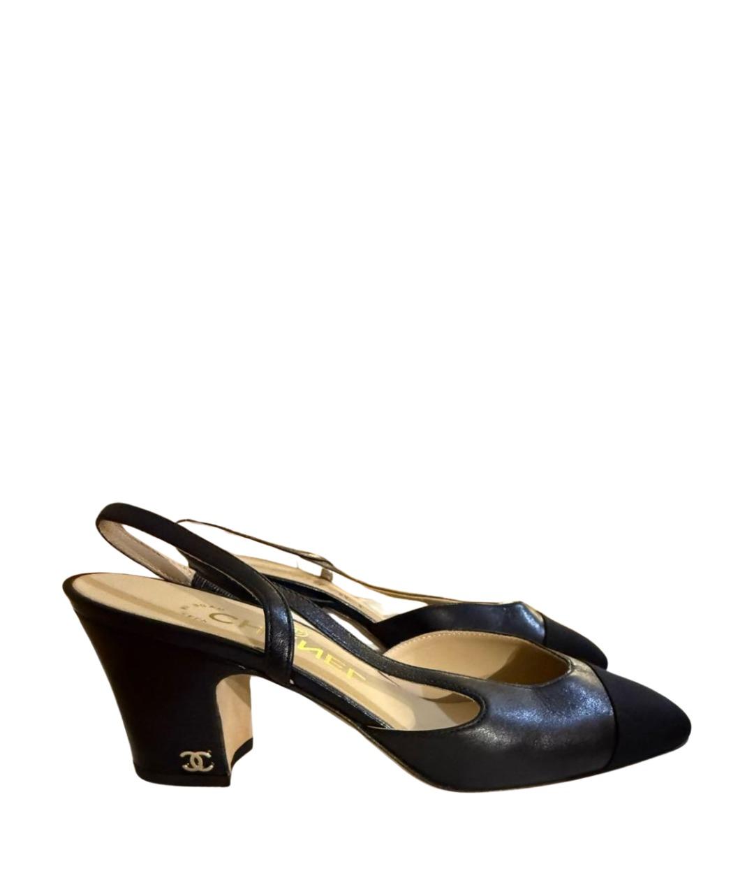 CHANEL Черные кожаные босоножки, фото 7