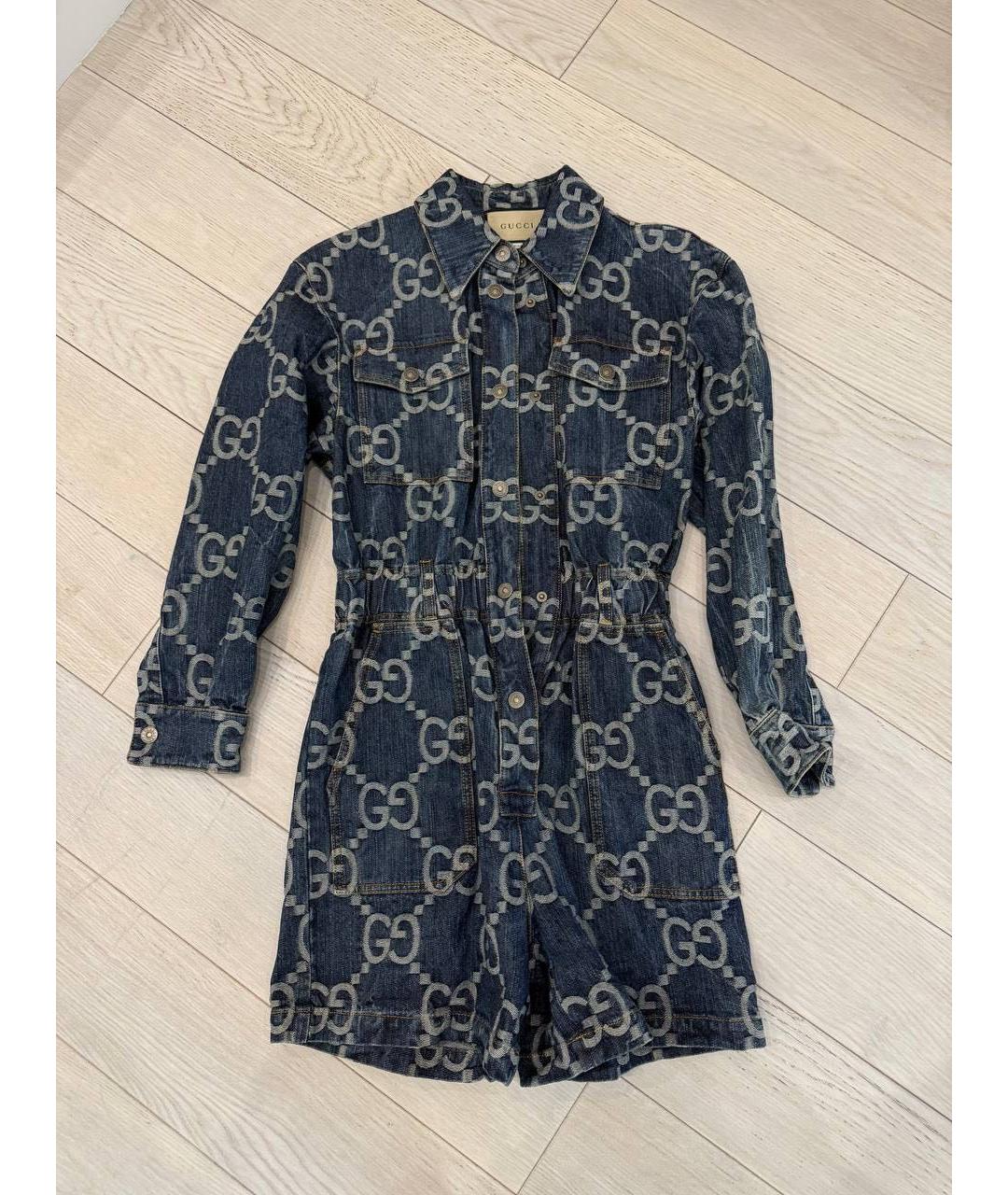 GUCCI Синий деним комбинезон, фото 7