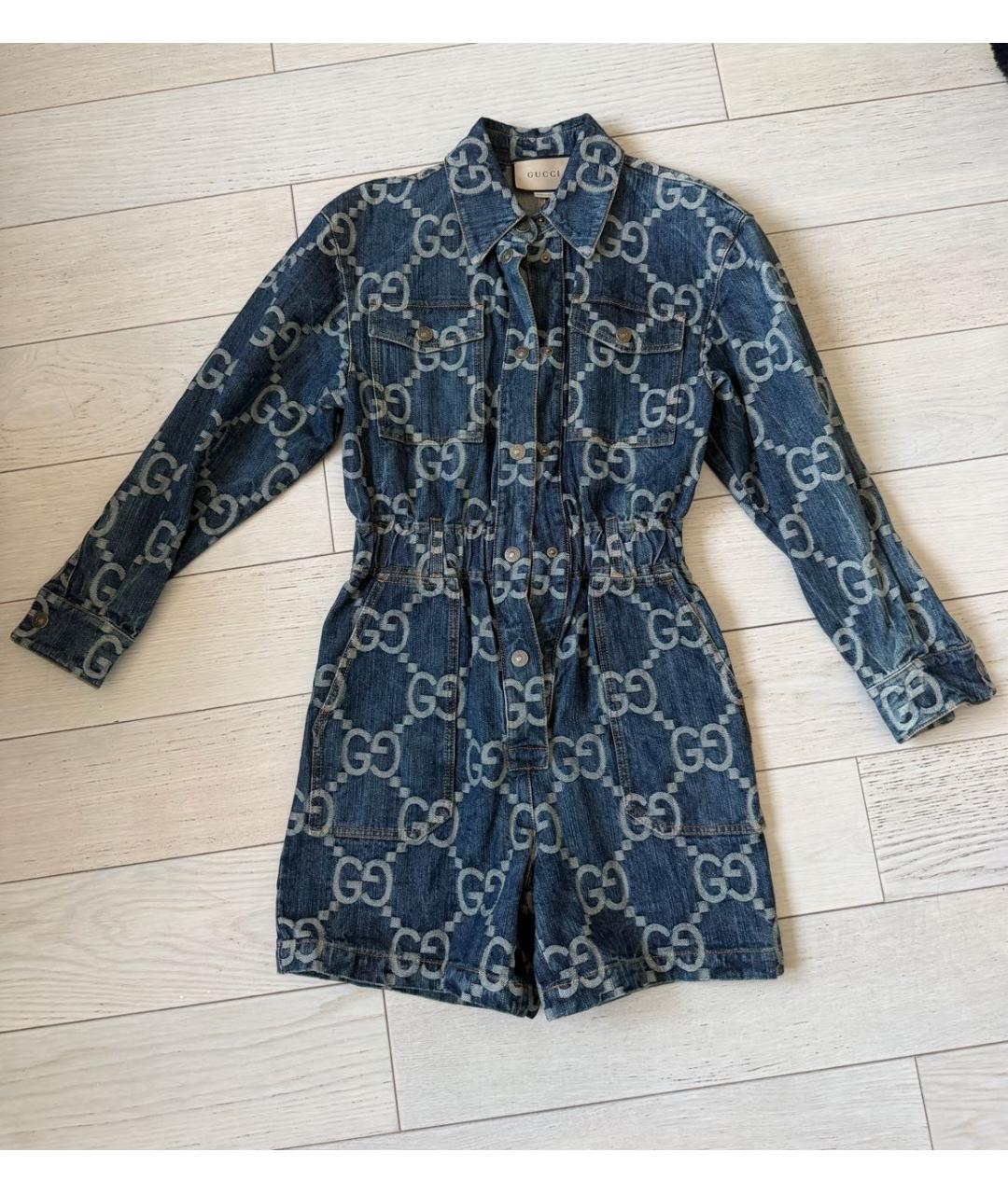 GUCCI Синий деним комбинезон, фото 5