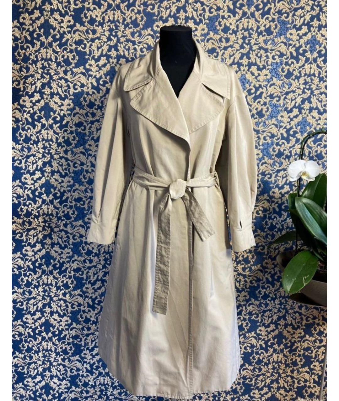 MAX MARA Бежевый хлопковый тренч/плащ, фото 8