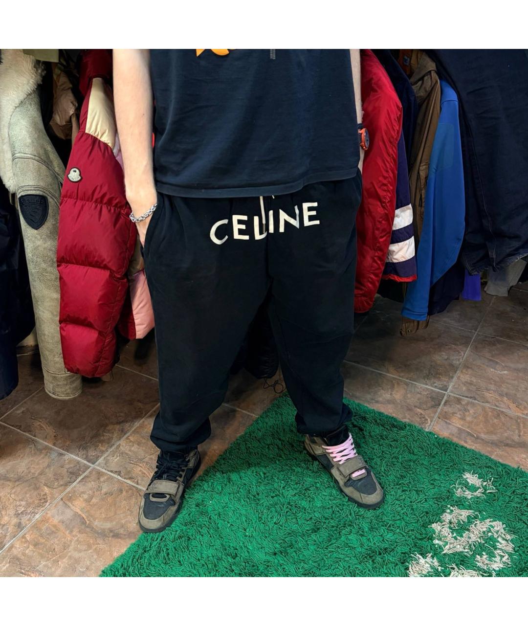 CELINE Черные хлопковые повседневные брюки, фото 5