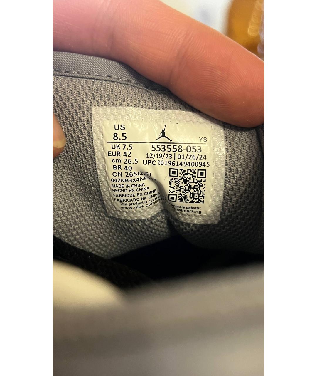 JORDAN Серые кожаные низкие кроссовки / кеды, фото 9