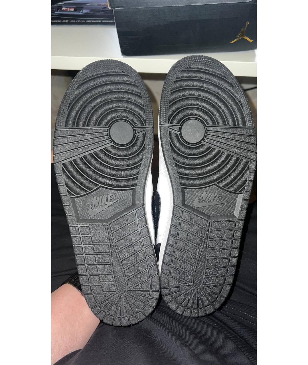 JORDAN Серые кожаные низкие кроссовки / кеды, фото 5