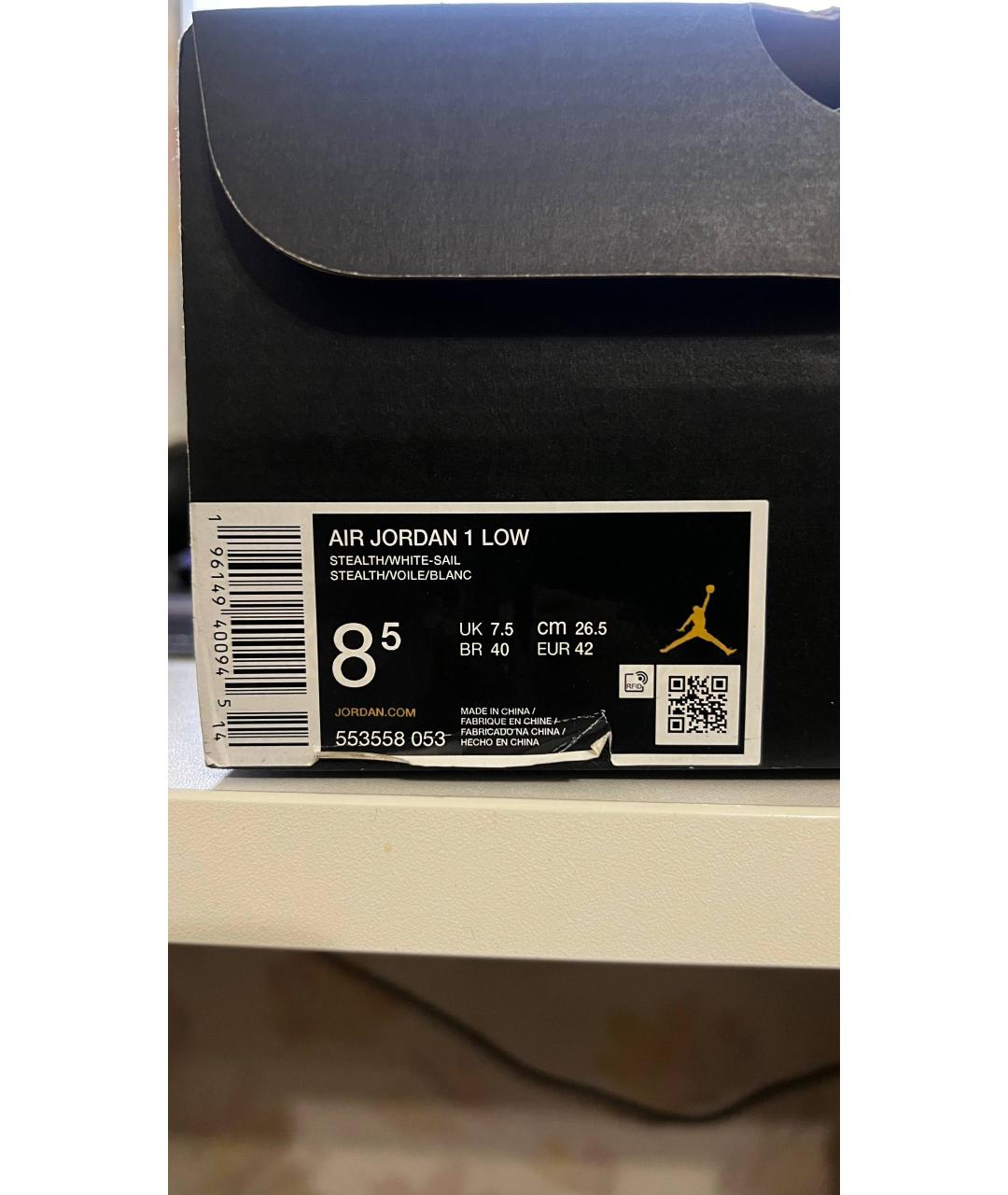 JORDAN Серые кожаные низкие кроссовки / кеды, фото 7