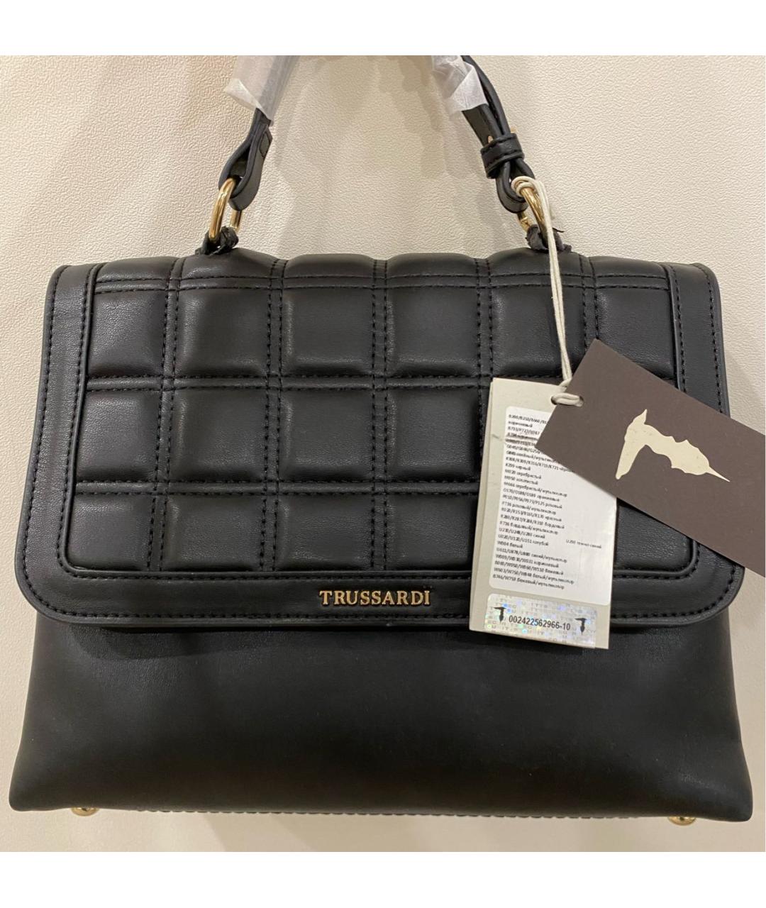 TRUSSARDI Черная сумка с короткими ручками из искусственной кожи, фото 8