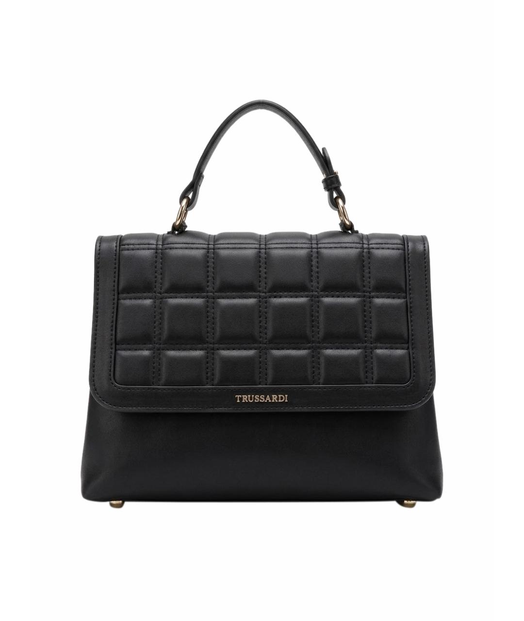 TRUSSARDI Черная сумка с короткими ручками из искусственной кожи, фото 1