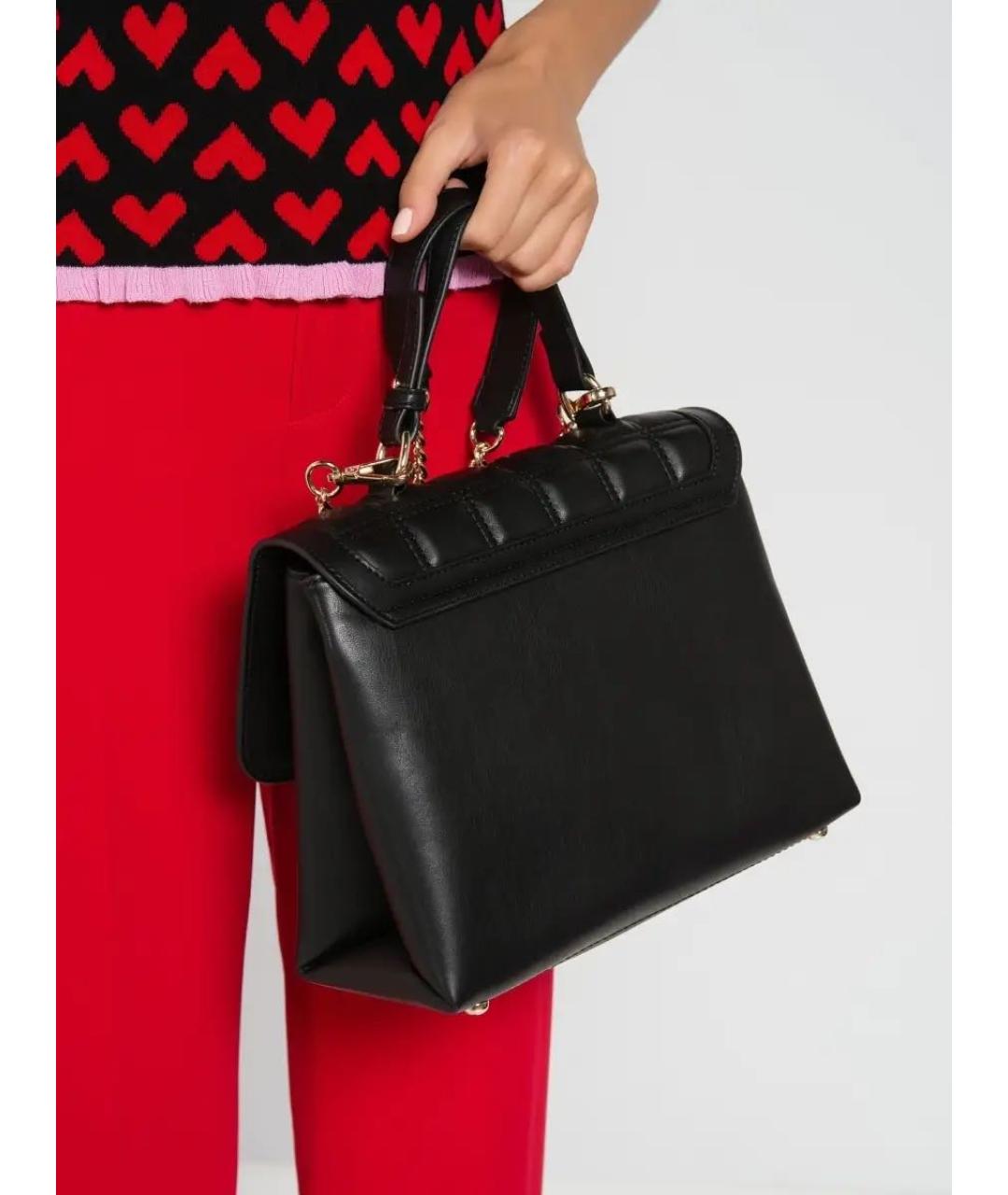 TRUSSARDI Черная сумка с короткими ручками из искусственной кожи, фото 3