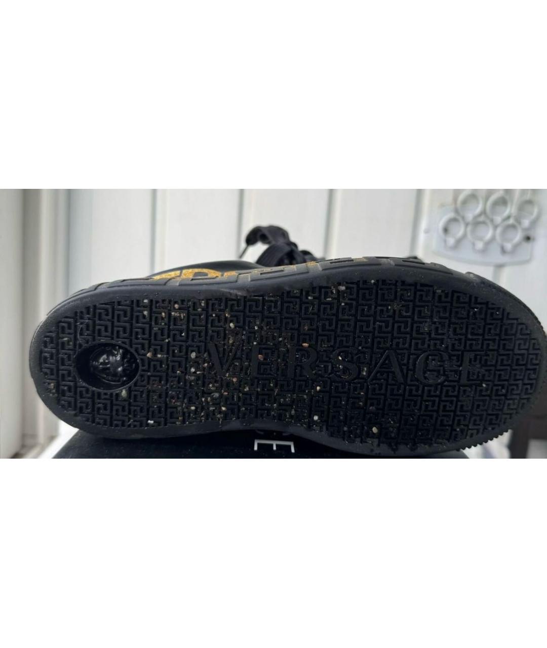 VERSACE Черные кожаные кеды, фото 5