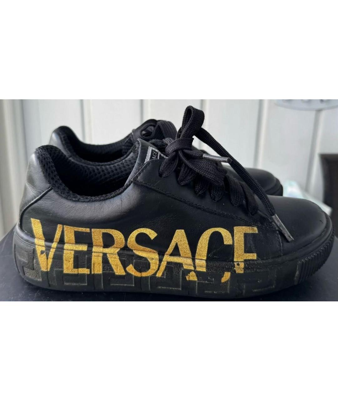 VERSACE Черные кожаные кеды, фото 6