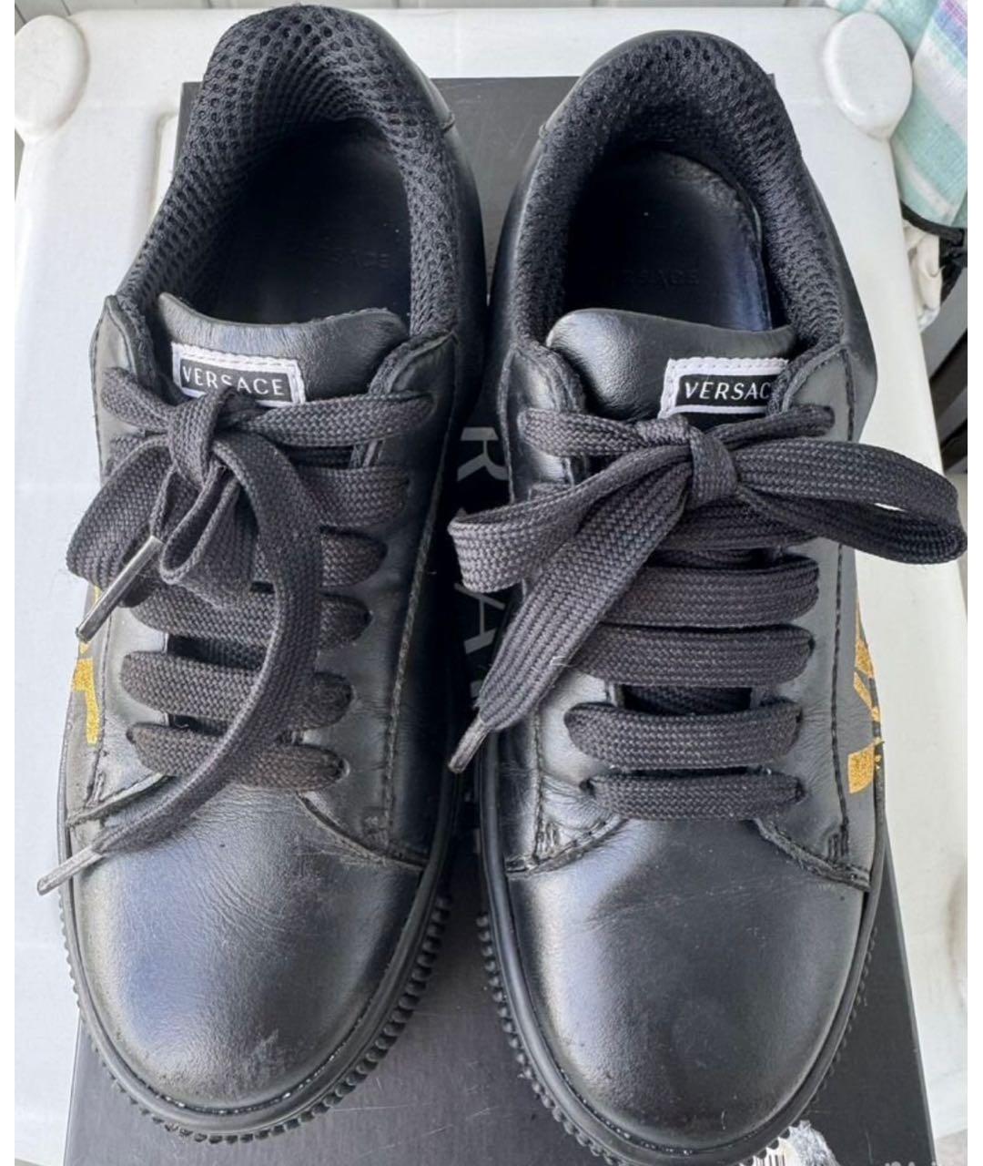 VERSACE Черные кожаные кеды, фото 3