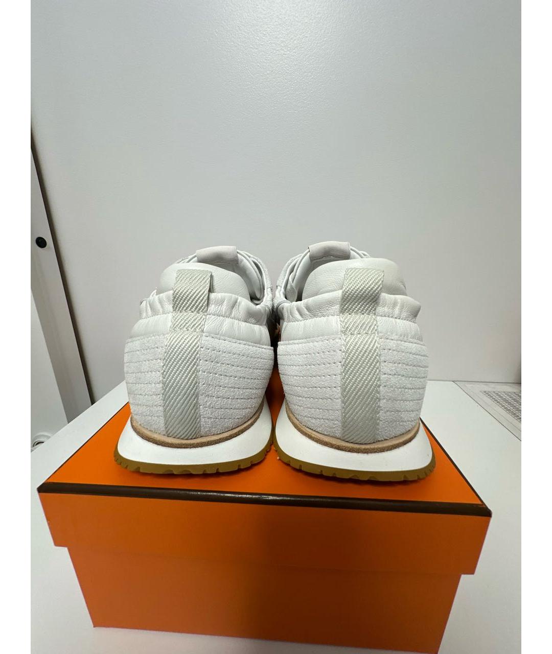 HERMES Белые кожаные кроссовки, фото 4