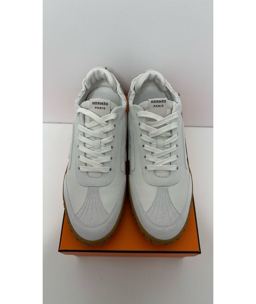 HERMES Белые кожаные кроссовки, фото 2
