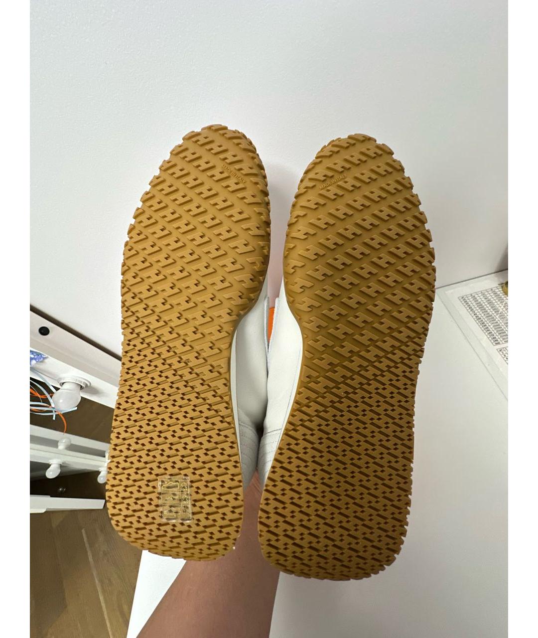 HERMES Белые кожаные кроссовки, фото 5