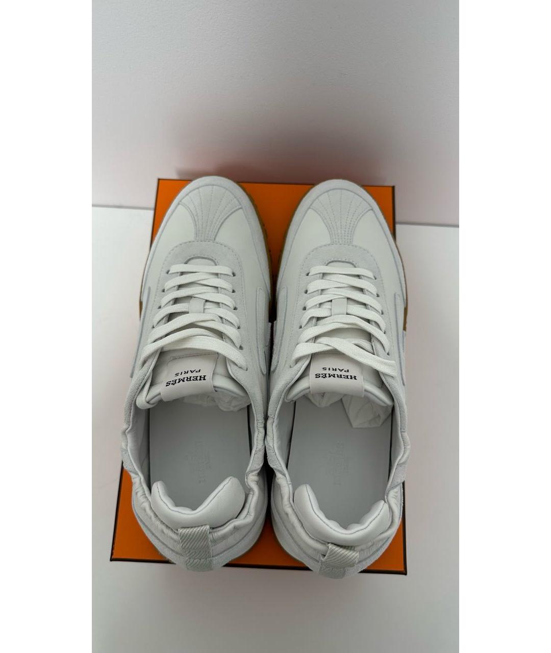 HERMES Белые кожаные кроссовки, фото 3