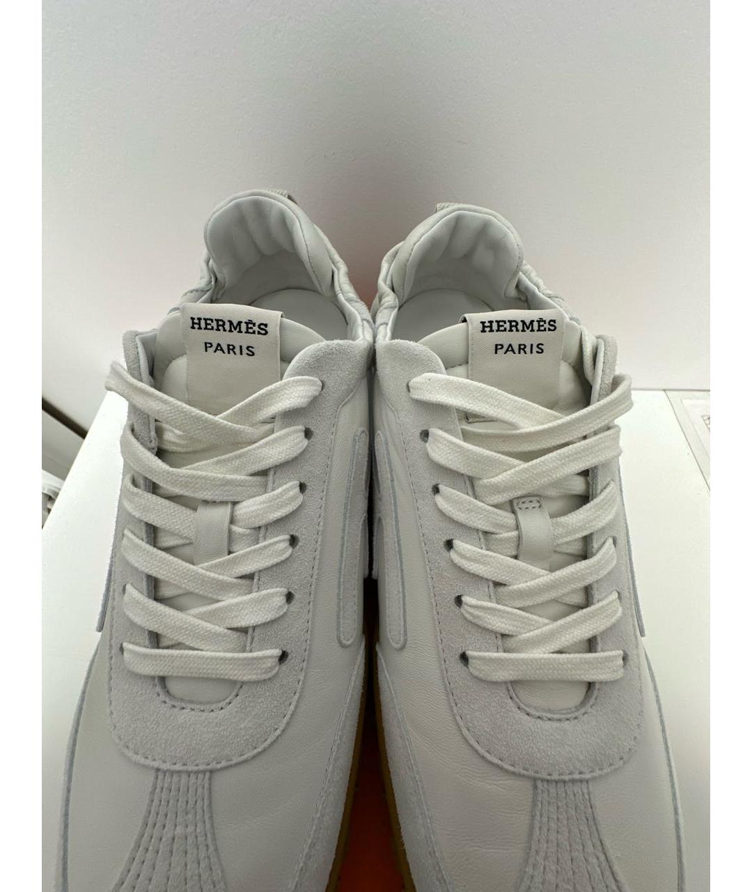 HERMES Белые кожаные кроссовки, фото 7
