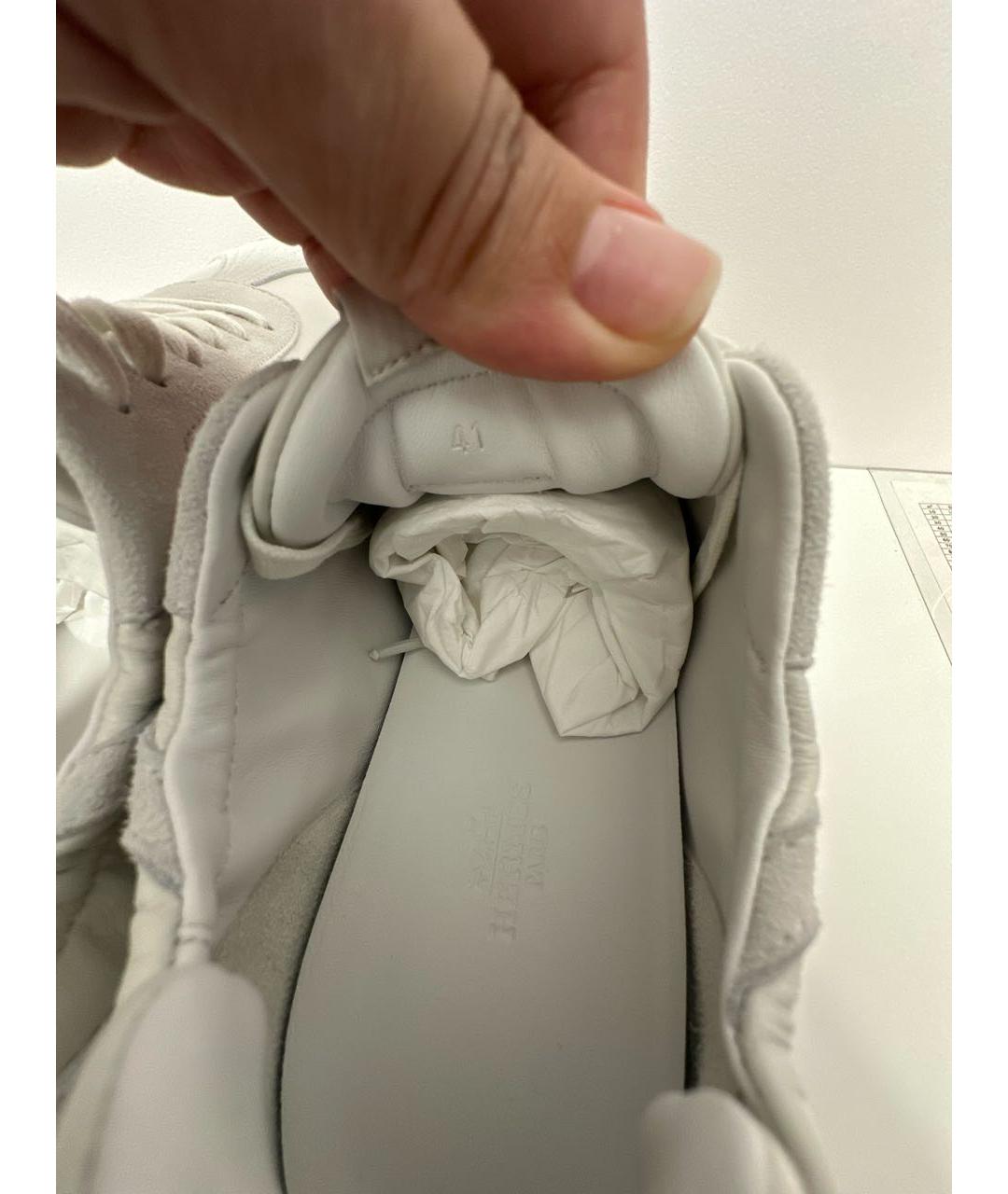 HERMES Белые кожаные кроссовки, фото 6