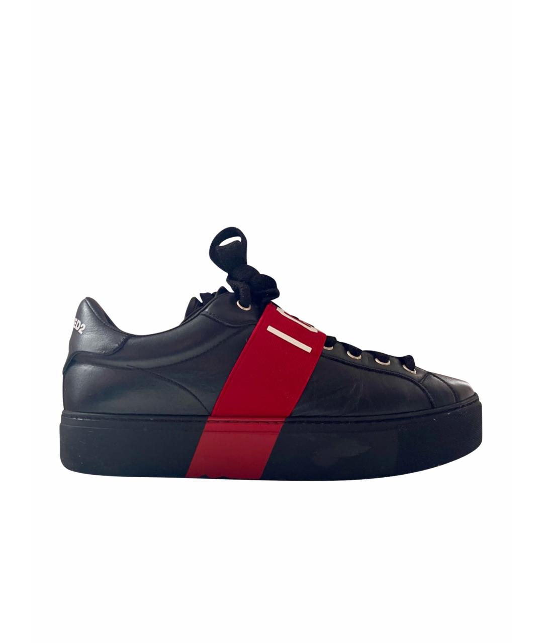 DSQUARED2 Черные кожаные кеды, фото 1