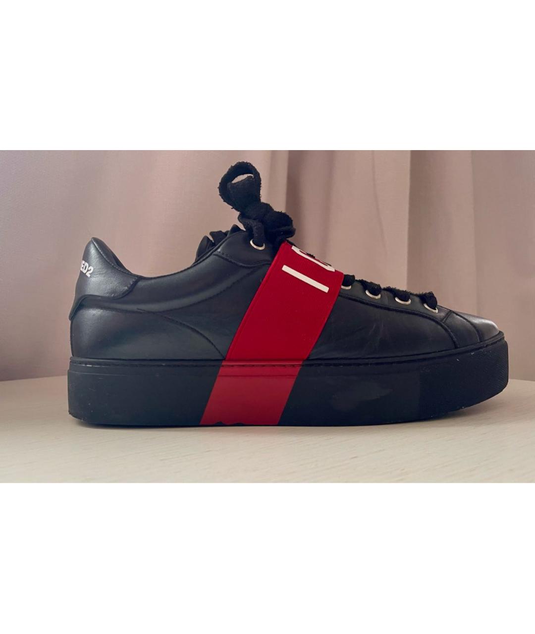 DSQUARED2 Черные кожаные кеды, фото 4