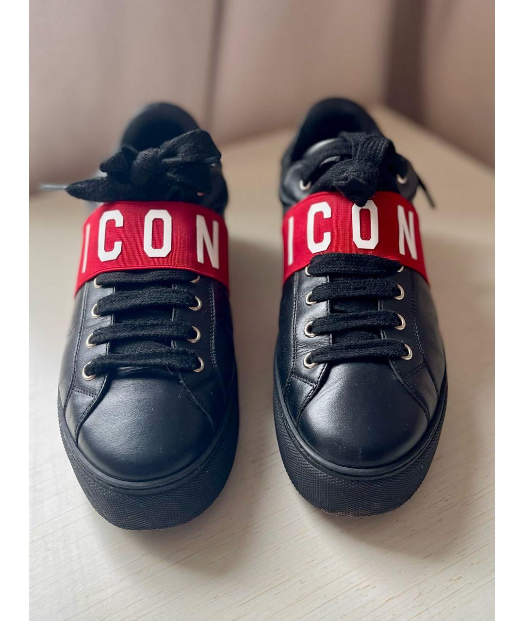 DSQUARED2 Черные кожаные кеды, фото 2