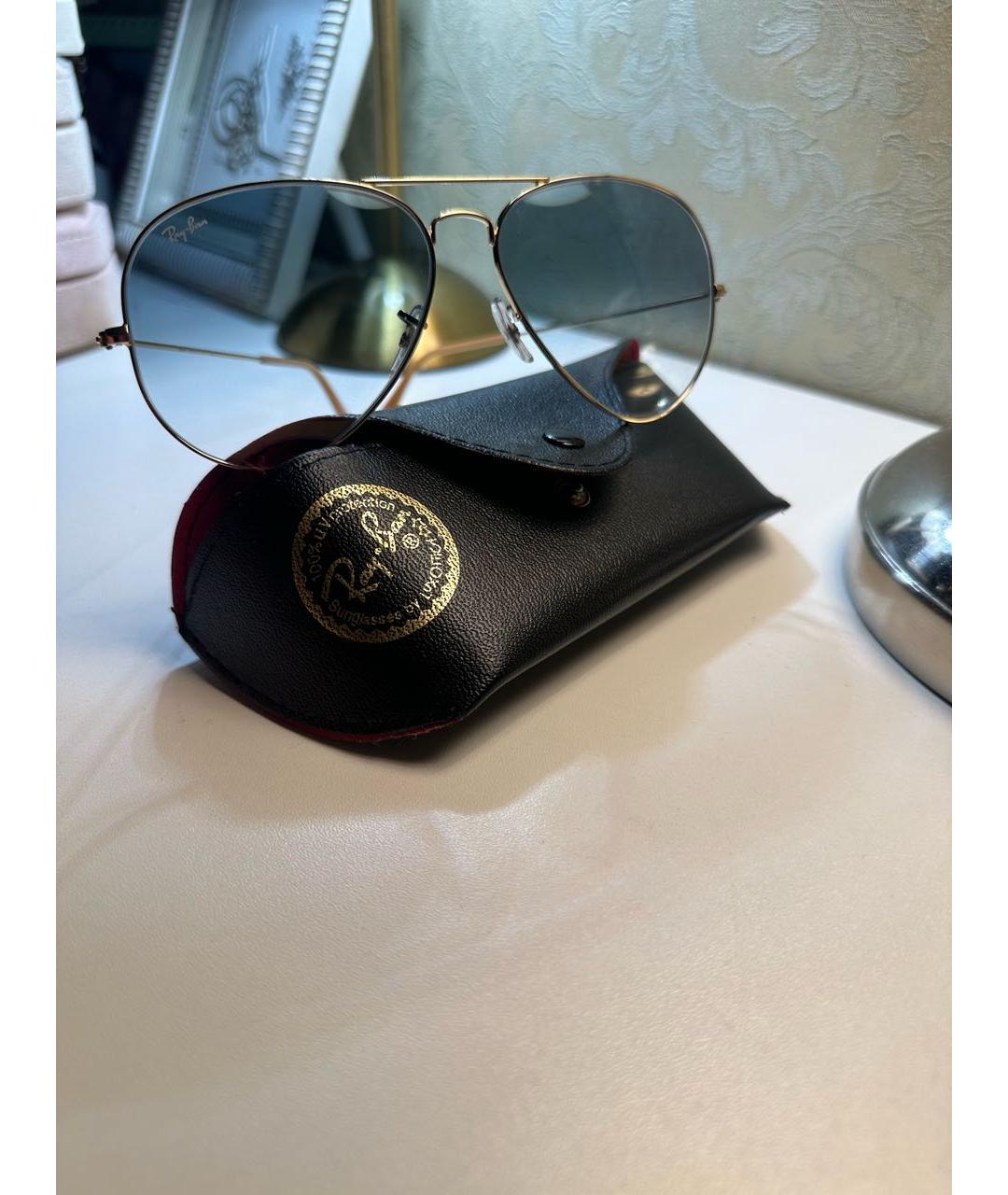 RAY BAN Голубые металлические солнцезащитные очки, фото 4