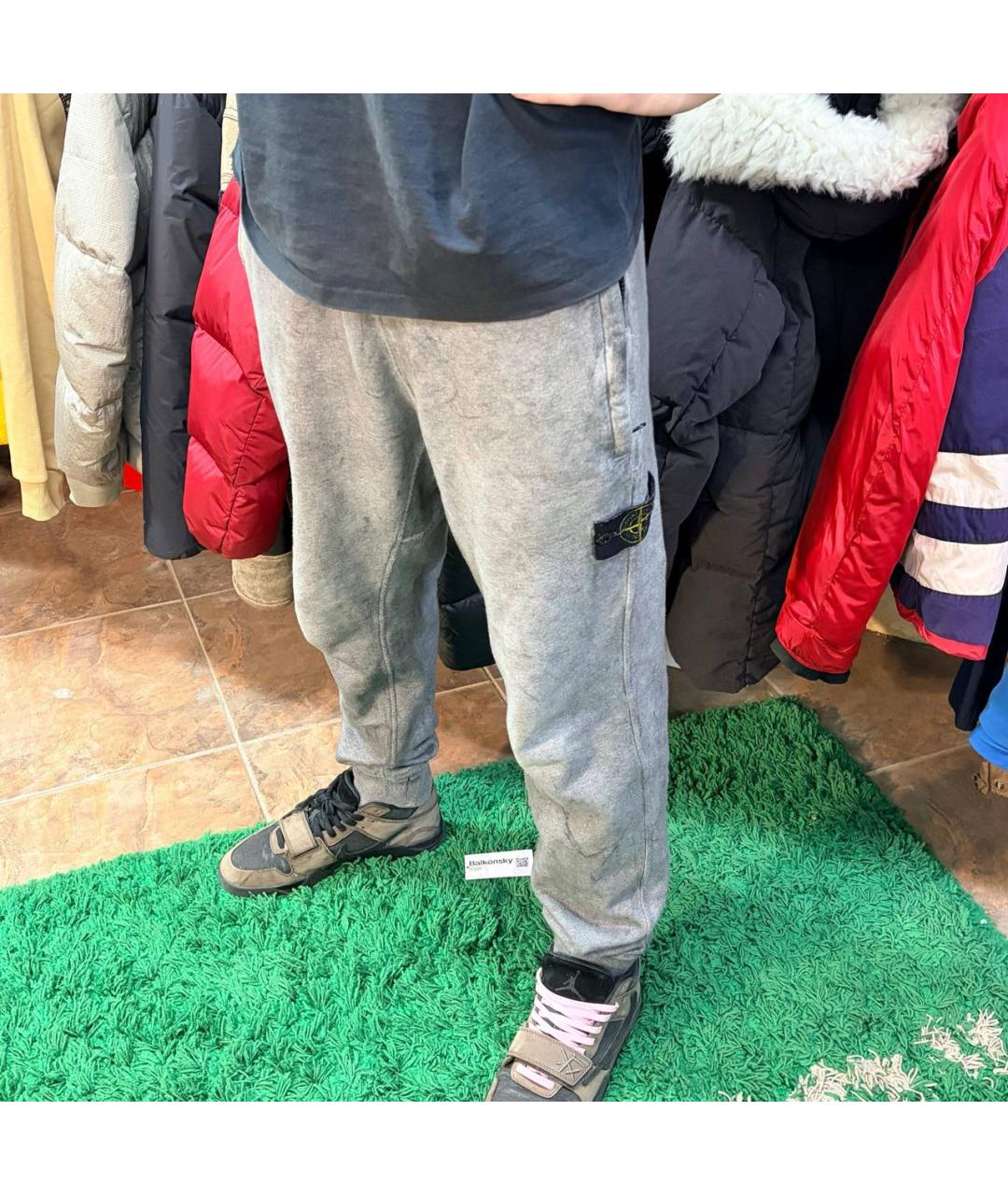 STONE ISLAND Антрацитовые хлопковые повседневные брюки, фото 5