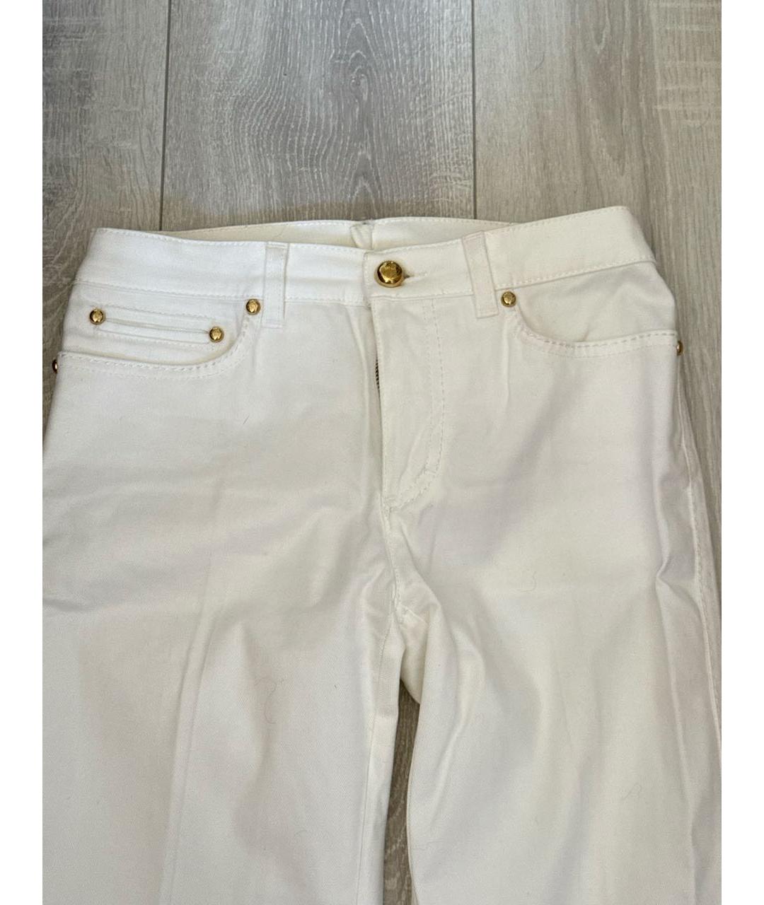 ROBERTO CAVALLI Белые хлопковые прямые джинсы, фото 2