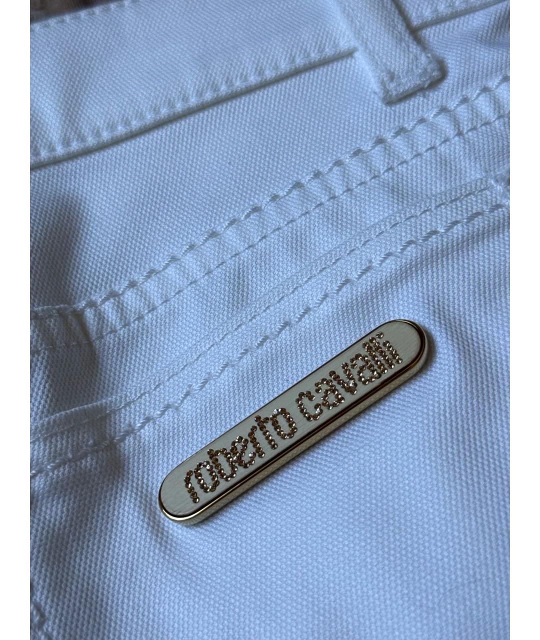 ROBERTO CAVALLI Белые хлопковые прямые джинсы, фото 7