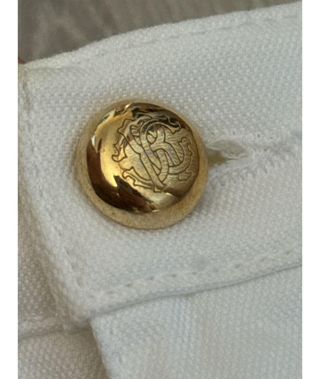 ROBERTO CAVALLI Белые хлопковые прямые джинсы, фото 4