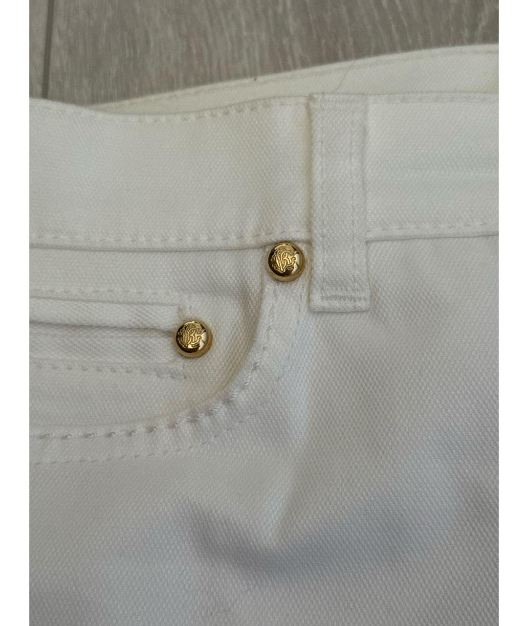 ROBERTO CAVALLI Белые хлопковые прямые джинсы, фото 3