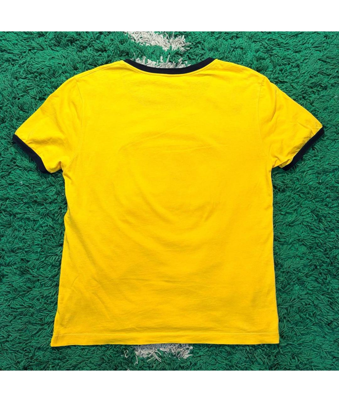 GUCCI Желтая хлопковая футболка, фото 2