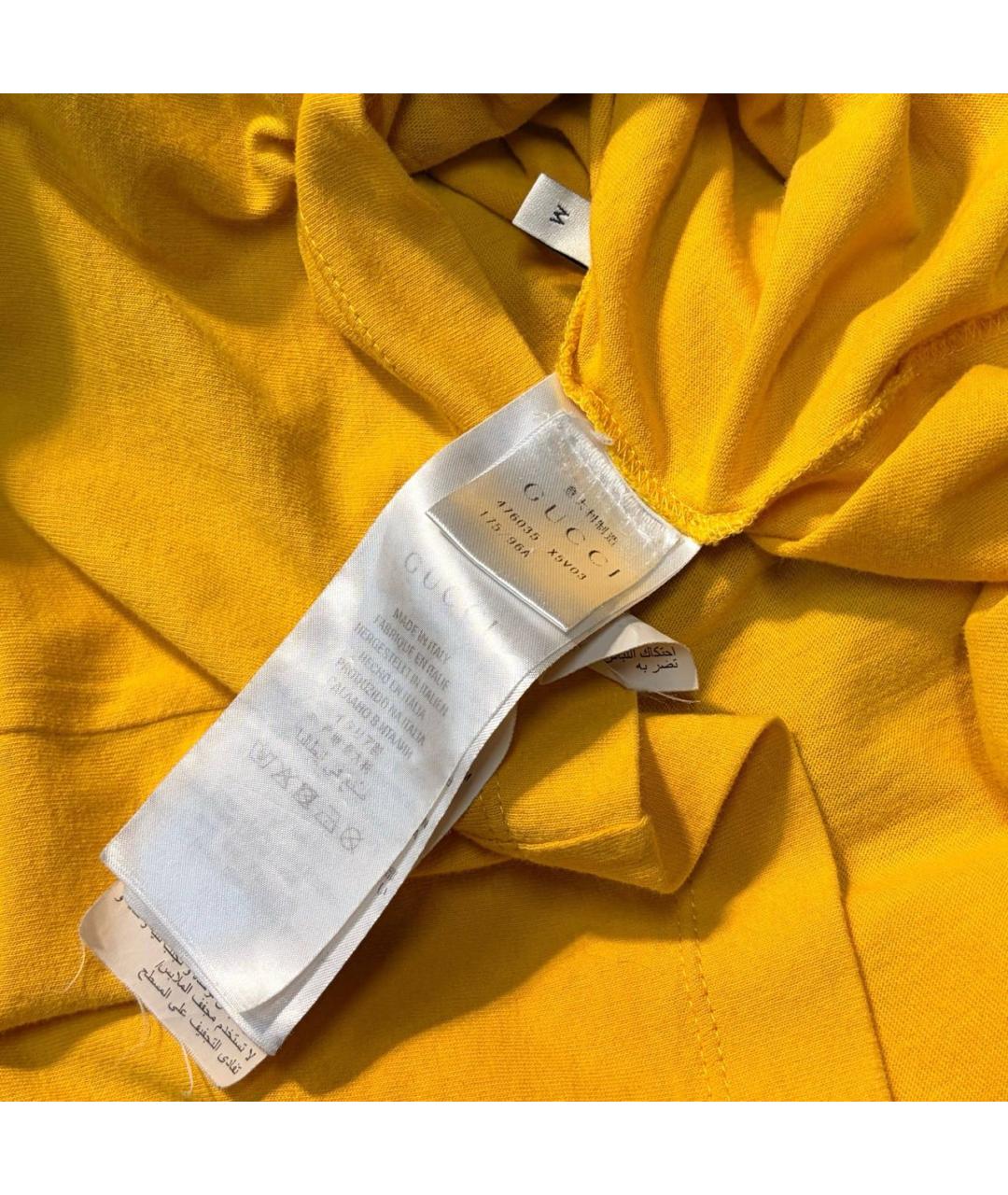 GUCCI Желтая хлопковая футболка, фото 4