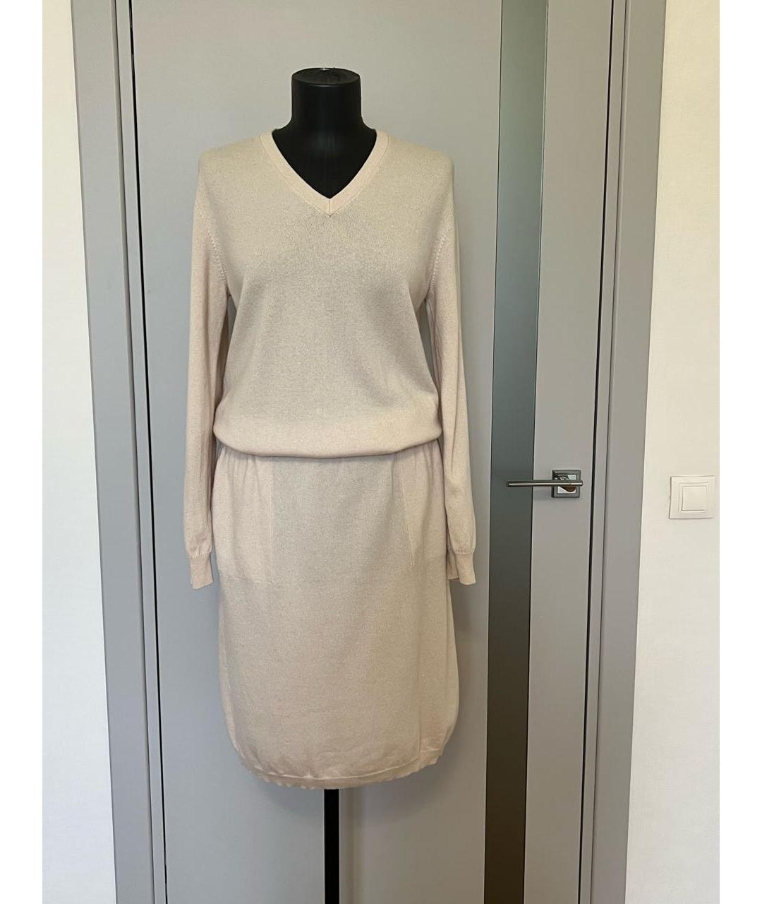 BRUNELLO CUCINELLI Бежевое кашемировое повседневное платье, фото 8